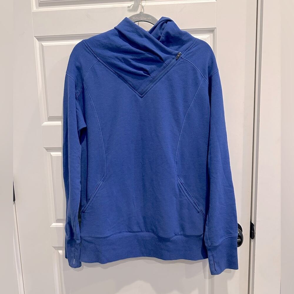 Zella Large Cowl Neck Zip Hoodie-Blue Athleisure Cozy Active